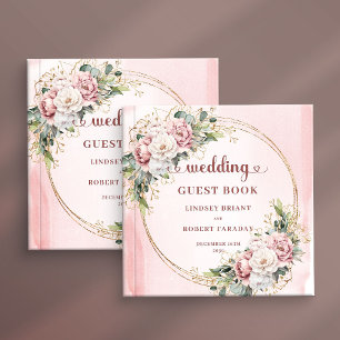 Livre d'or floral rose poussiéreux intemporel en e