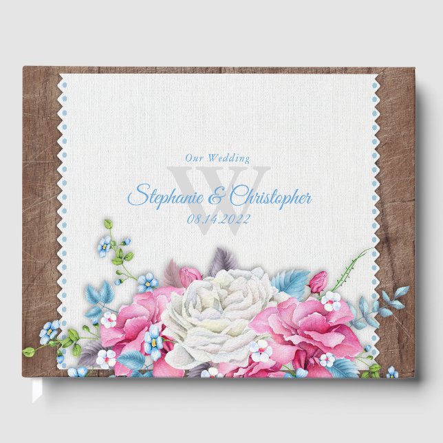 Livre D'or Floral Rustique Mariage bois (Recto)