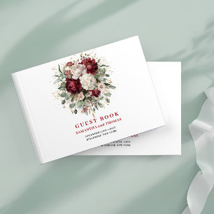 Livre d'or floral verdoyant chic boho marsala