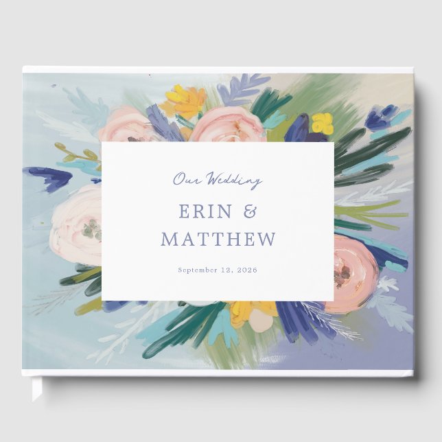 Livre D'or Florales peintes Pastel et Mariage photo (Recto)
