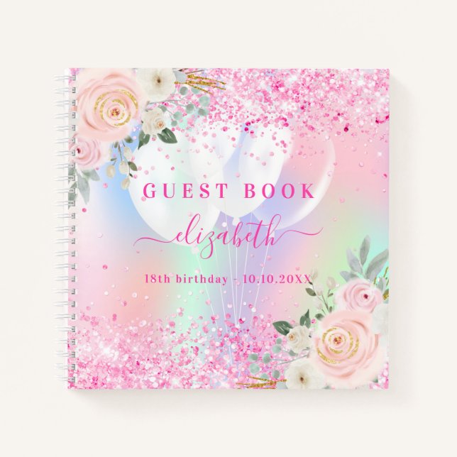 Livre d'or floraux roses holographie (Devant)