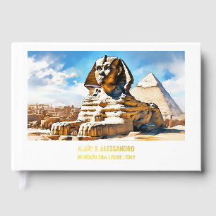 Livre D'or Foil Sphinx Pyramides Egypte Voyage d'aquarelle du