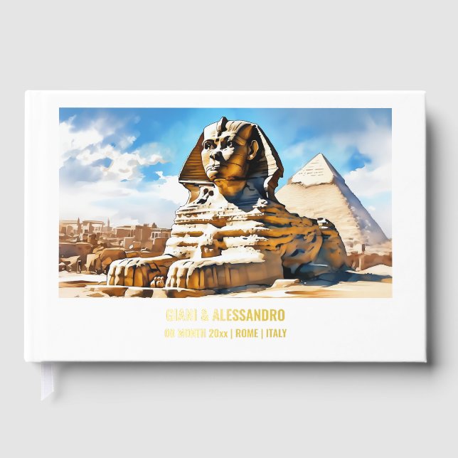 Livre D'or Foil Sphinx Pyramides Egypte Voyage d'aquarelle du (Recto)