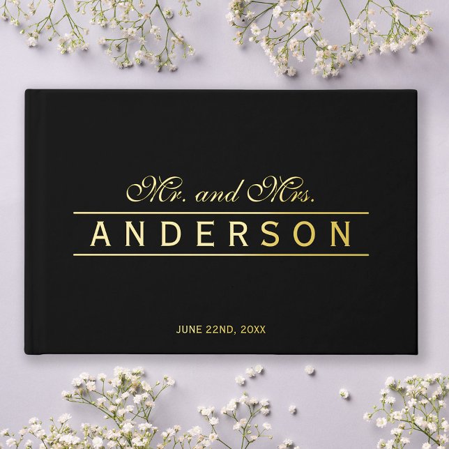 Livre D'or Fond personnalisé Lignes élégantes Mariage M & Mme (Créateur téléchargé)