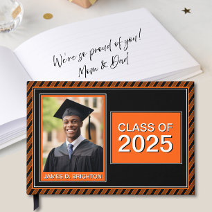 Livre D'or Football Thème Orange Black Photo Graduation