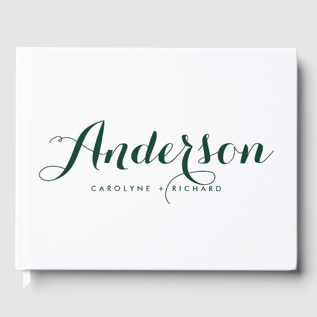 Livre D'or Forest Green Moderne Mariage de calligraphie (Recto)