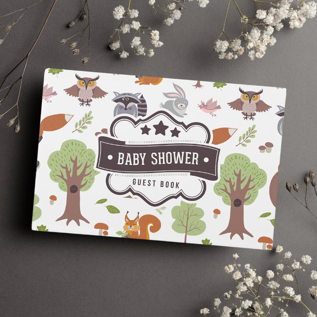 Livre D'or Forêt boisée Animaux mignons Baby shower garçon (Créateur téléchargé)