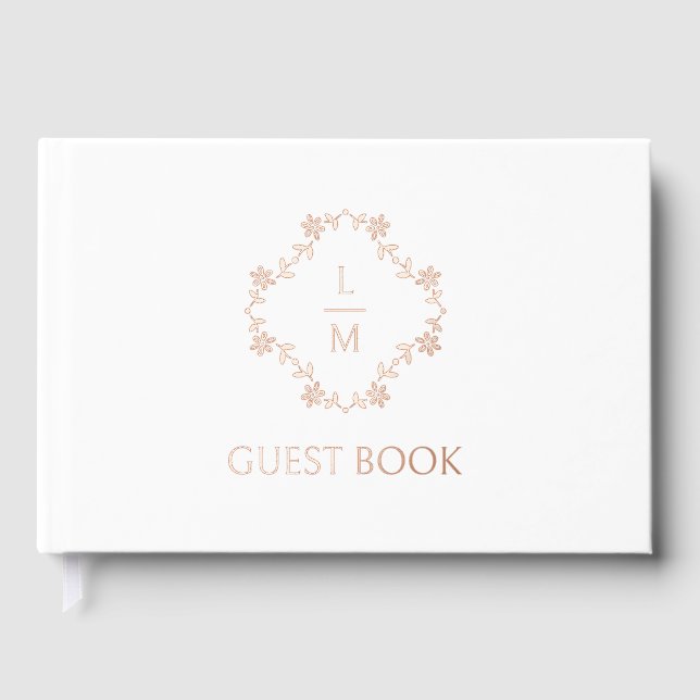 Livre D'or Français Floral Couple Monogram Mariage (Recto)