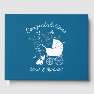 Livre D'or French Bulldog Theme Party - Baby shower Blue