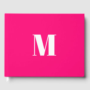 Livre D'or Fuchsia rose chaud moderne monogramme personnalisé