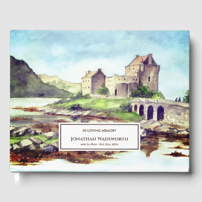 Livre D'or Funérailles Eilean Donan Castle Scotland Watercolo (Recto)