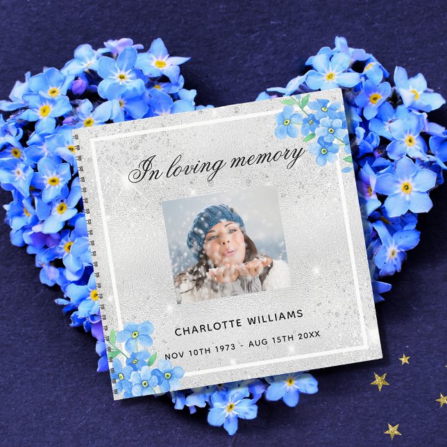 Livre d'or funérailles funéraire argent floral pho (Créateur téléchargé)