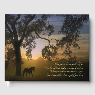 Livre D'or Funérailles Monument Spirituel Cheval et Oak Tree