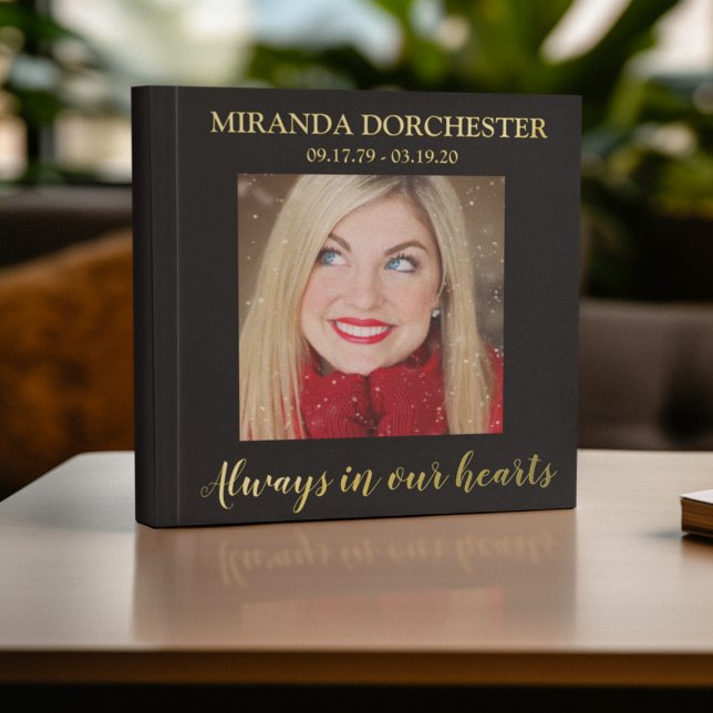 Livre D'or Funérailles photo noir & or élégant (Créateur téléchargé)