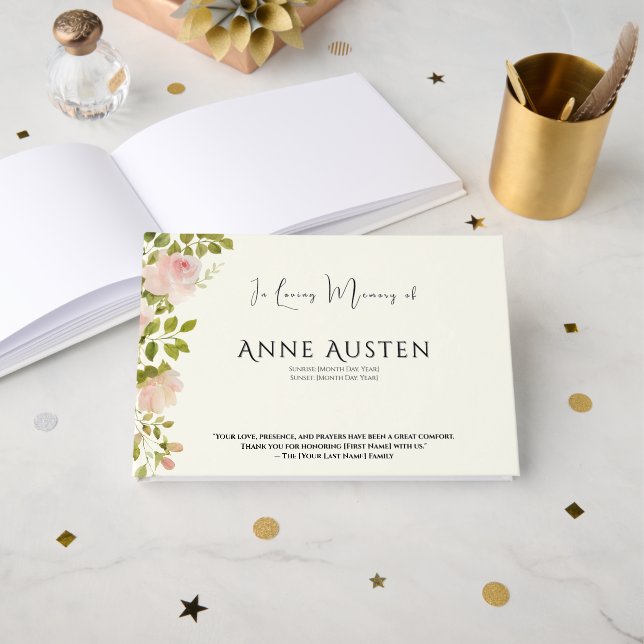 Livre D'or Funeral Guest Book (Recto ouvert)
