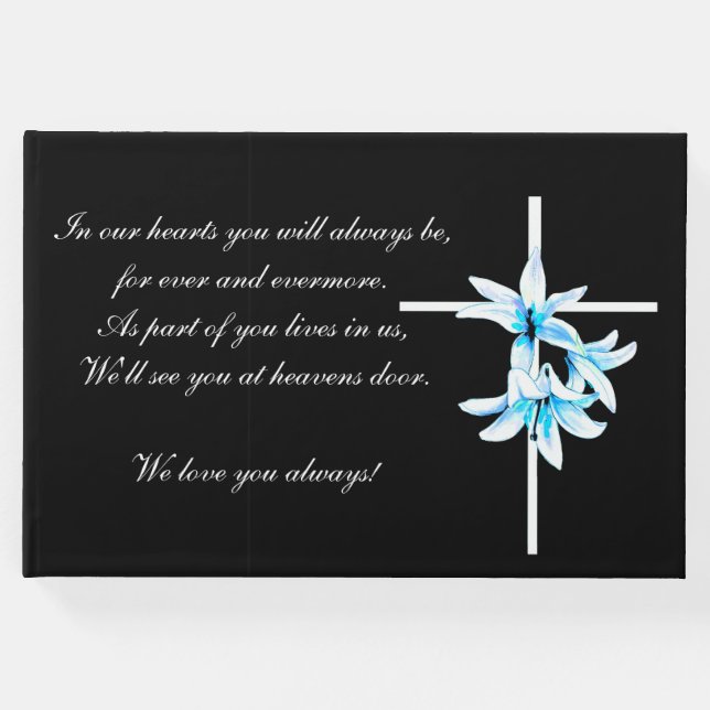 Livre D'or Funeral Guestbook Floral Cross (Devant)