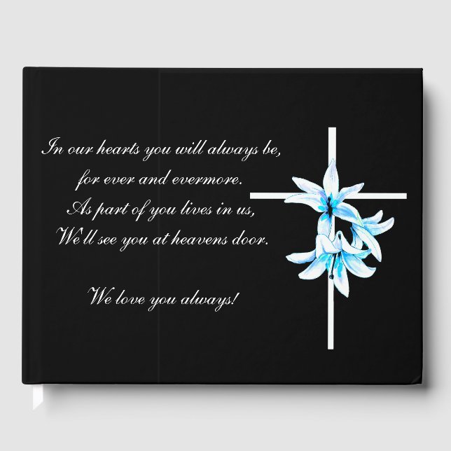 Livre D'or Funeral Guestbook Floral Cross (Recto)