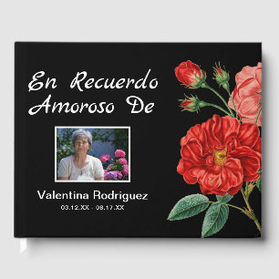Livre D'or Garde-mémoire funéraire espagnole   Fleurs rouges
