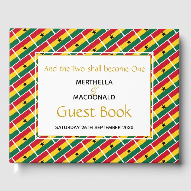 Livre D'or GHANA FLAG Écriture chrétienne Mariage ghanéen (Recto)