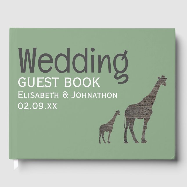 Livre D'or Giraffe Safari d'argile, Mariage rustique (Recto)