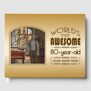 Livre D'or Gold 80th Birthday Meilleur cadre photo personnali