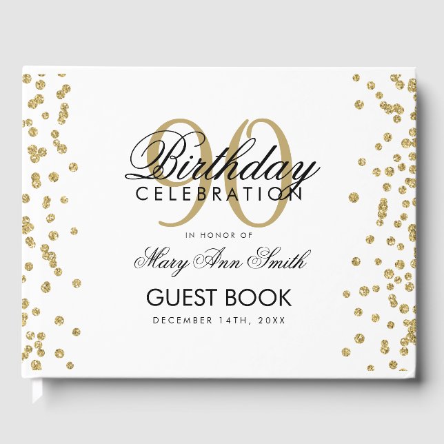 Livre D'or Gold 90e anniversaire Parties scintillant Confetti (Recto)