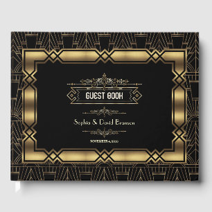 Livre D'or Gold Black Art Déco Gatsby 1920s Style Mariage
