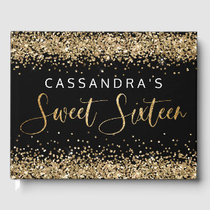 Livre D'or Gold Black Faux Parties scintillant Sweet sixteen 