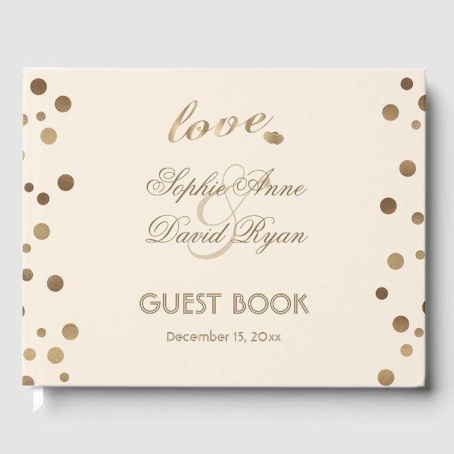Livre D'or Gold Confetti Champagne Mariage personnalisé (Recto)