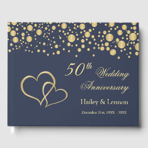 Livre D'or Gold Confetti Coeurs 50e anniversaire de Mariage