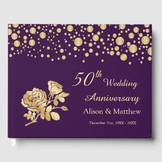 Livre D'or Gold Confetti Rose 50e anniversaire Mariage
