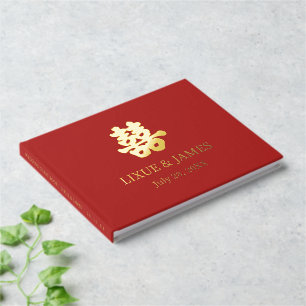Livre D'or Gold Double Bonheur chinois calligraphie asiatique