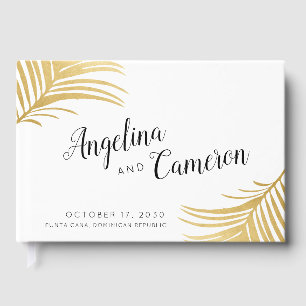 Livre D'or Gold Palm Feuille moderne Mariage tropical