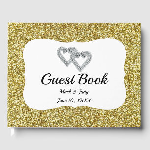 Livre D'or Gold Parties scintillant Hearts Mariage Guestbook