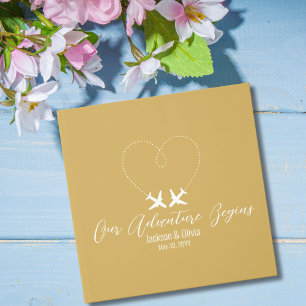 Livre D'or Gold & White Mariage, deux avions forment un coeur
