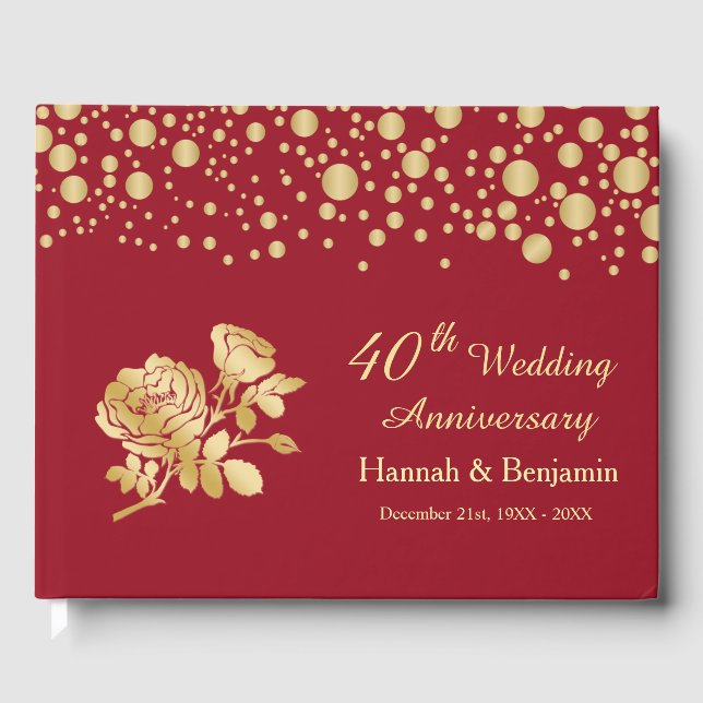 Livre D'or Golden Confetti Rose 40e anniversaire de Mariage (Recto)