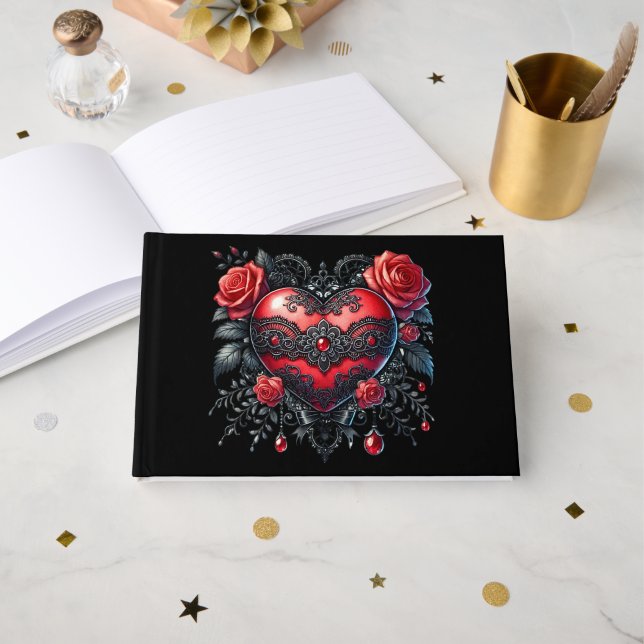 Livre D'or Gothic Heart Valentine Guest Book (Recto ouvert)