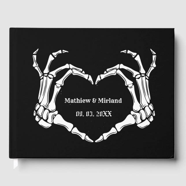 Livre D'or Gothique Halloween Crâne coeur Mariage Date (Recto)
