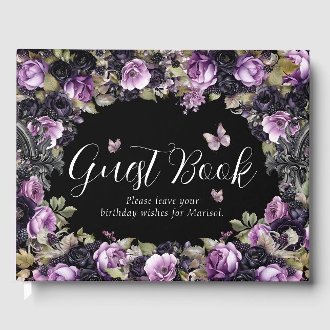 Livre D'or Gothique Violet & Noir Moody Quinceañera (Recto)