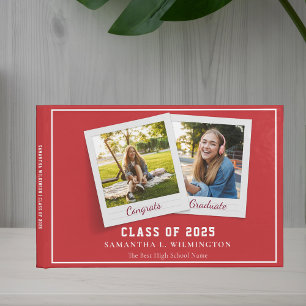 Livre D'or Graduation 2025 Photos Grad Party Red Modern