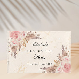 Livre D'or Graduation pampas herbe rose or blush floral