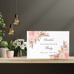 Livre D'or Graduation pampas herbe rose or blush floral