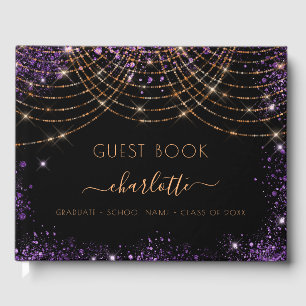 Livre D'or Graduation party noir violet or parties scintillan