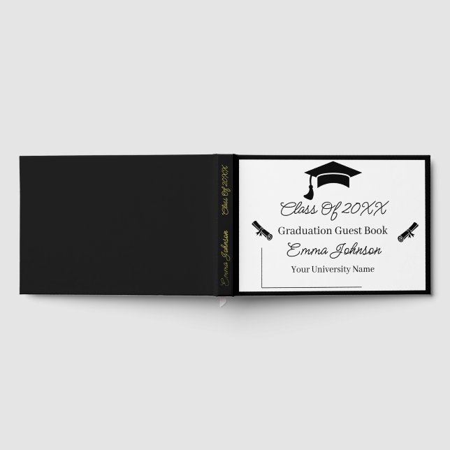 Livre D'or Graduation Personnalisable Noir Et Blanc (Complet)