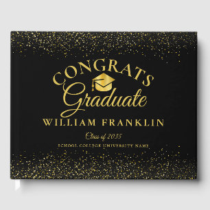 Livre D'or Graduation Personnalisée Noir Et Or Moderne