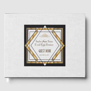 Livre D'or Grand Mariage Gatsby Gold White Art Déco