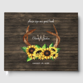 Livre D'or grange bois fleuri tournesol antler rustique maria