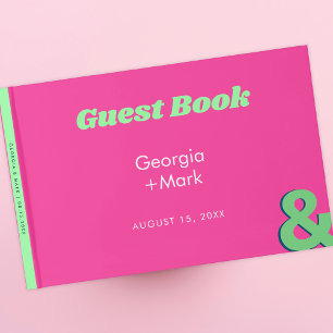 Livre D'or Gras et brillant Retro Ampersand rose Fuchsia Mari