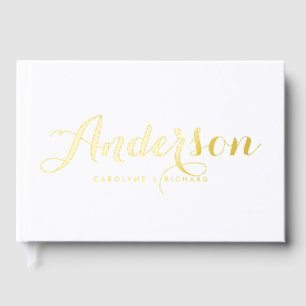 Livre D'or Gras Moderne Calligraphie Mariage photo blanc