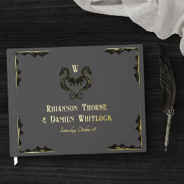 Livre D'or Gray Black Dragon Monogramme Imaginaire Mariage